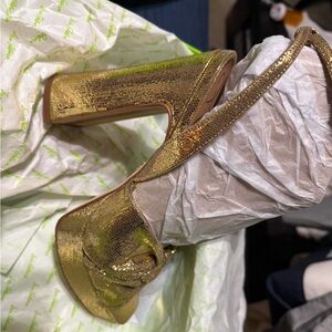 Gold Strappy Women's Heels